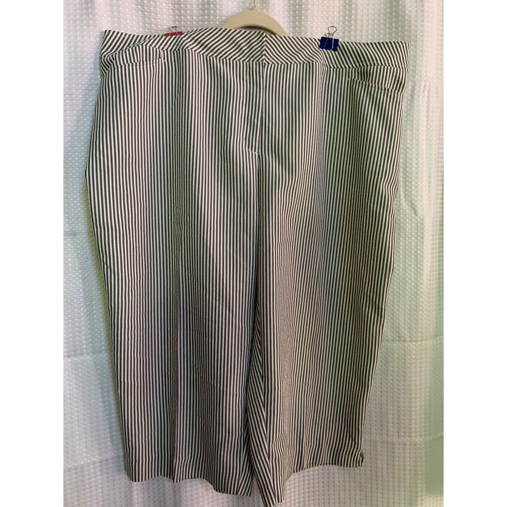 Sag Harbor Woman Black White Striped Straight Leg Trousers Plus Size 24W